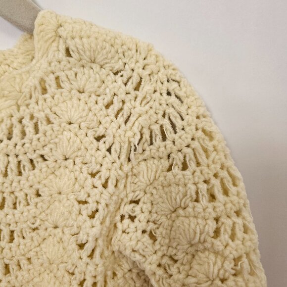 April Cornell Girls Crochet Baby Cardigan with Cat in Butter Yellow Size 6M - Picture 8 of 12